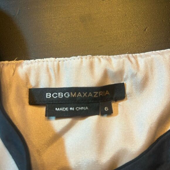 BCBG MaxAzria modest Silk Chiffon Evening Gown Maxi Dress Black Cream Size 6 - Picture 10 of 14